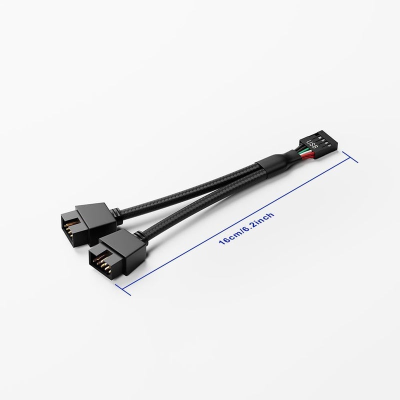 SSSUWP Motherboard 9pin USB2.0 to Dual 9pin Extension Cable, 9 pin to 2 * 9 pin Splitter Cord, Motherboard USB 9Pin Header Cable, Black - Image 5