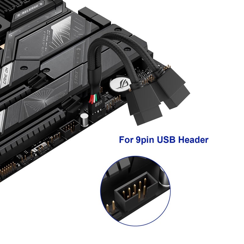 SSSUWP Motherboard 9pin USB2.0 to Dual 9pin Extension Cable, 9 pin to 2 * 9 pin Splitter Cord, Motherboard USB 9Pin Header Cable, Black - Image 4