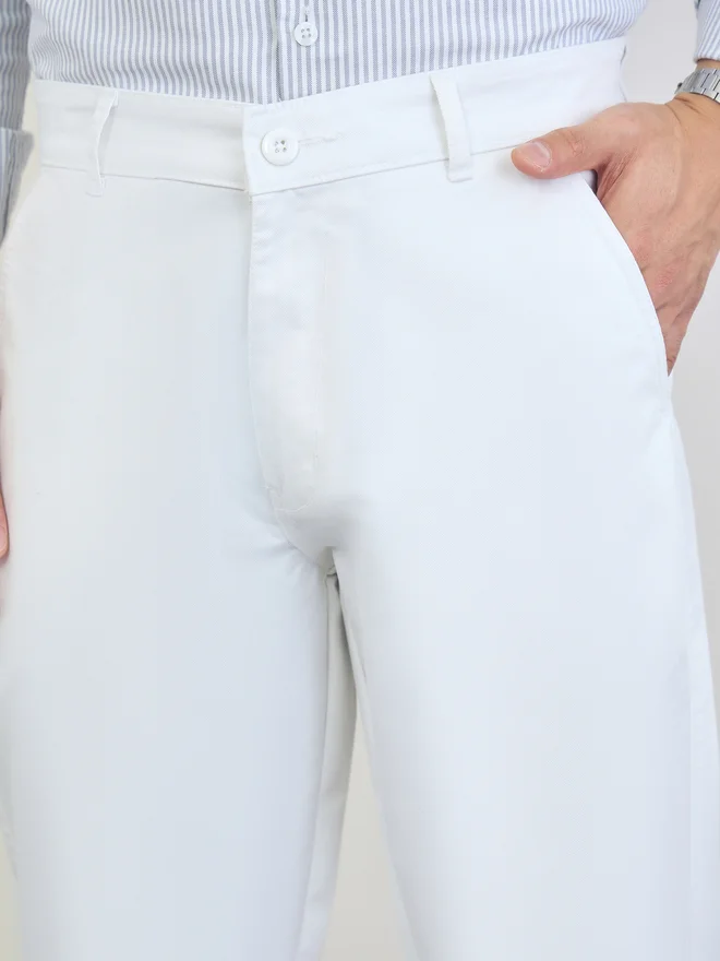 Styli White Men Regular Fit Solid Pants for Men | Best Price UAE