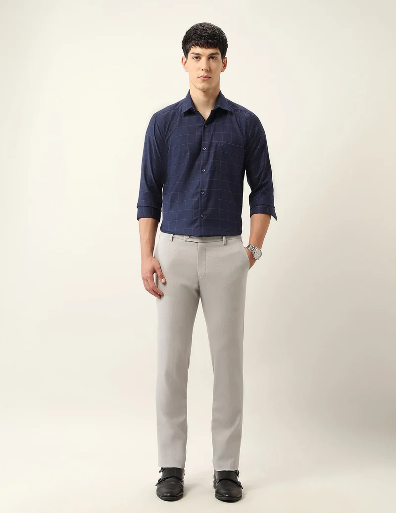 Arrow Navy Windowpane Checked Auto Press 4Dp Shirt for Men | Best Price UAE