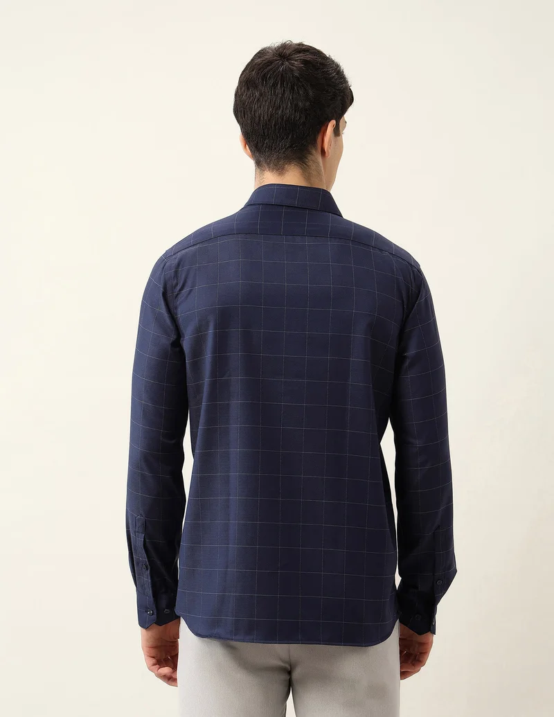 Arrow Navy Windowpane Checked Auto Press 4Dp Shirt for Men | Best Price UAE