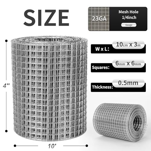 WURJHSONG Hardware Cloth 4 x 10 14 in Galvanized Wire Mesh Roll 23 GA Chicken Wire Fence Roll for Chicken Pencoop Fences Screen mesh RabbitSnake Fences Poultry enclosures Handicraft Ma - Image 3