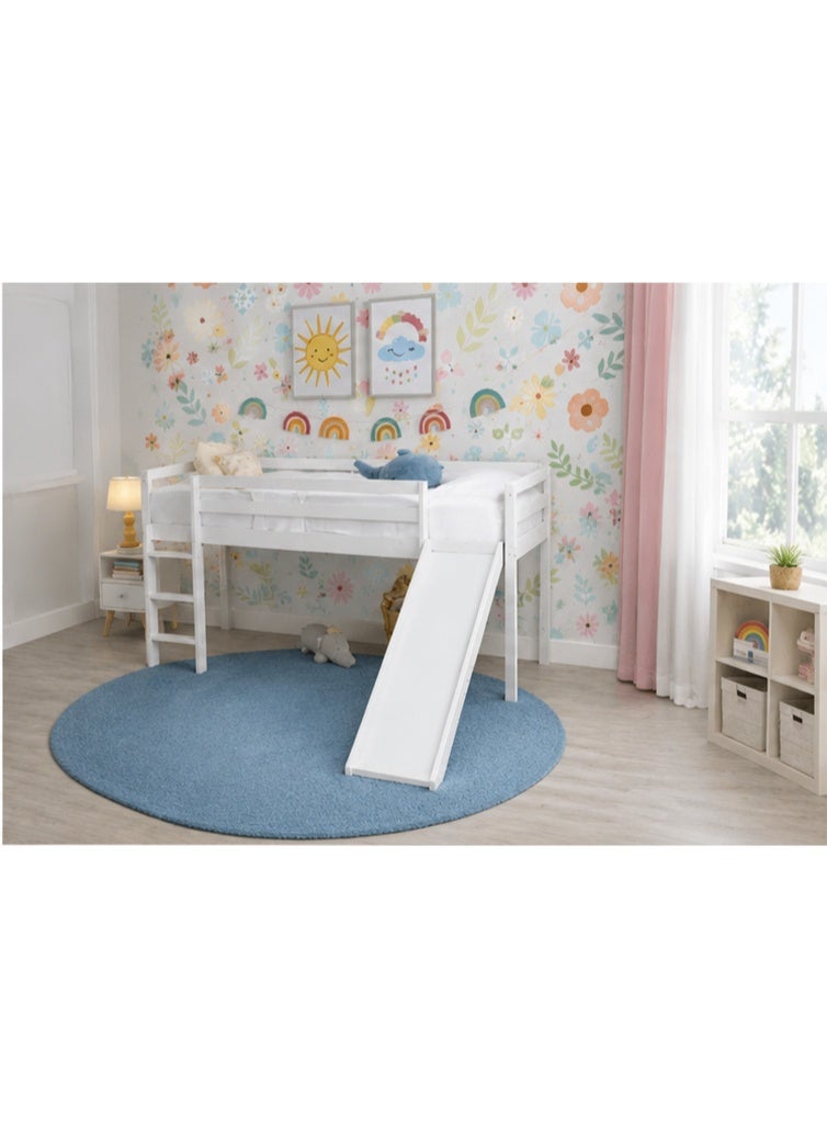 Space Embrace Children's Loft Bed with Slide, White, 90 x 200 cm, Wooden Frame with Ladder - Image 3
