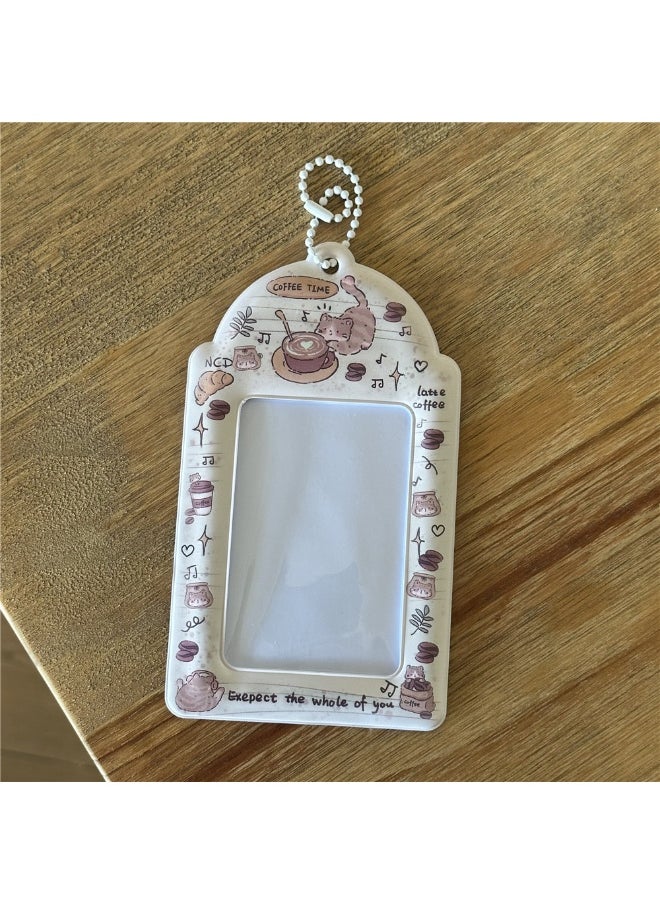 NIBEMINENT 1 - Piece Cute Cat Kpop Photo Card Holder Pendant Key Chain ID Badge Holder ID Card Holder Photo Card Protector for School ID Office ID Access Card for Women Girls  - Image 1