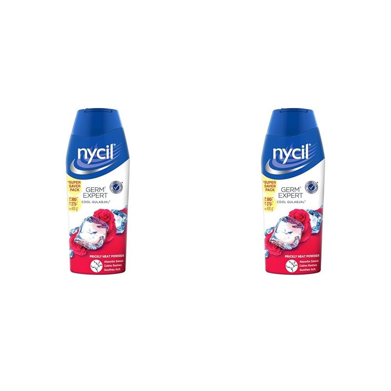 Nycil Germ Expert Cool Gulabjal Prickly Heat and Cooling Powder  400 g  Get Relief from Skin Problems Pack of 2 - Image 1