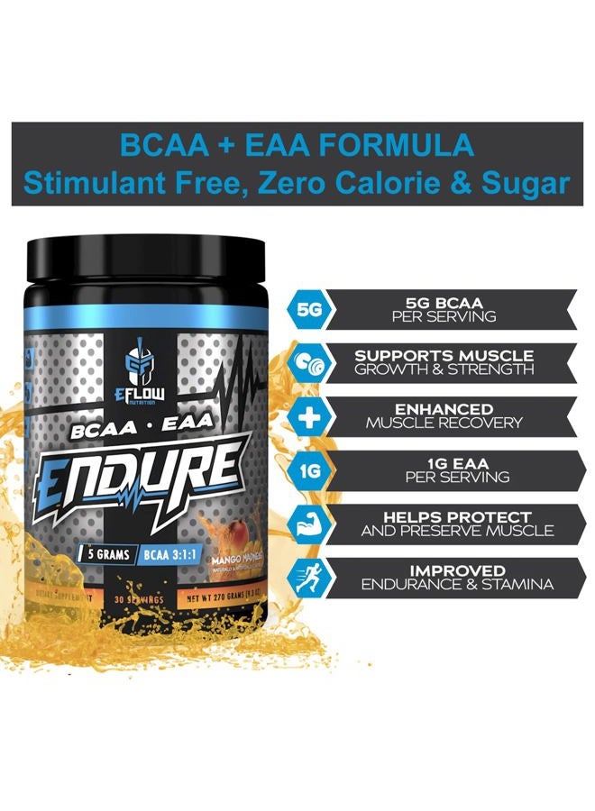 eFlow Nutrition Endure BCAA Plus EAA - Essential Amino Acids Powder with Electrolytes for Workout - Improve Energy, Recovery & Performance - Mango Madness (30 Servings) - Image 4