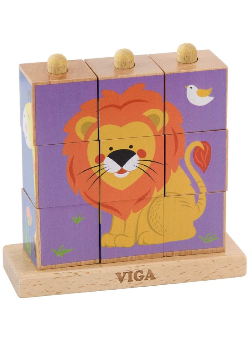 VIGA VIGA TOYS - CUBE PUZZLE - WILD ANIMALS (LION)  - Image 2