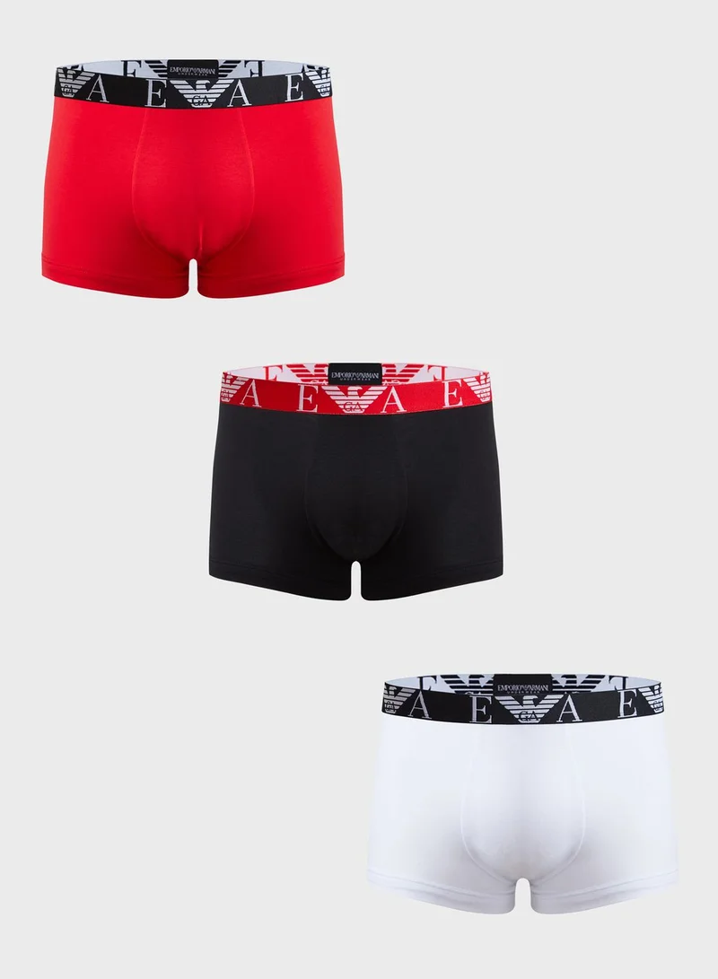 EMPORIO ARMANI 3 Pack Logo Band Trunks