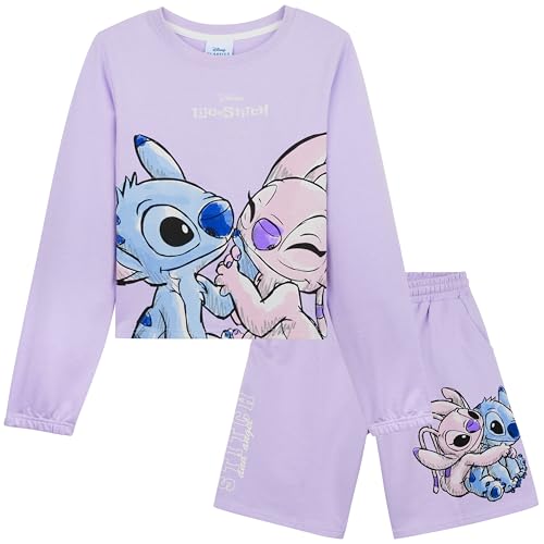Disney Stitch Track Suit Girls Activewear Sweatsuit Teens 2pcs Sweatsuit Kids Clothing (9-10 Years, Lilac) - Image 1