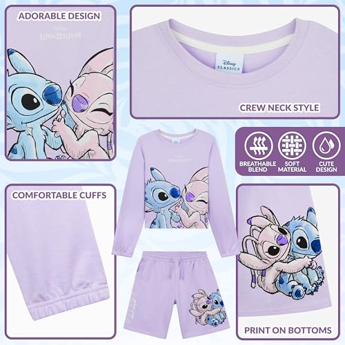 Disney Stitch Track Suit Girls Activewear Sweatsuit Teens 2pcs Sweatsuit Kids Clothing (9-10 Years, Lilac) - Image 4