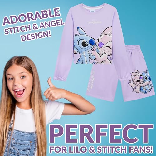 Disney Stitch Track Suit Girls Activewear Sweatsuit Teens 2pcs Sweatsuit Kids Clothing (9-10 Years, Lilac) - Image 3