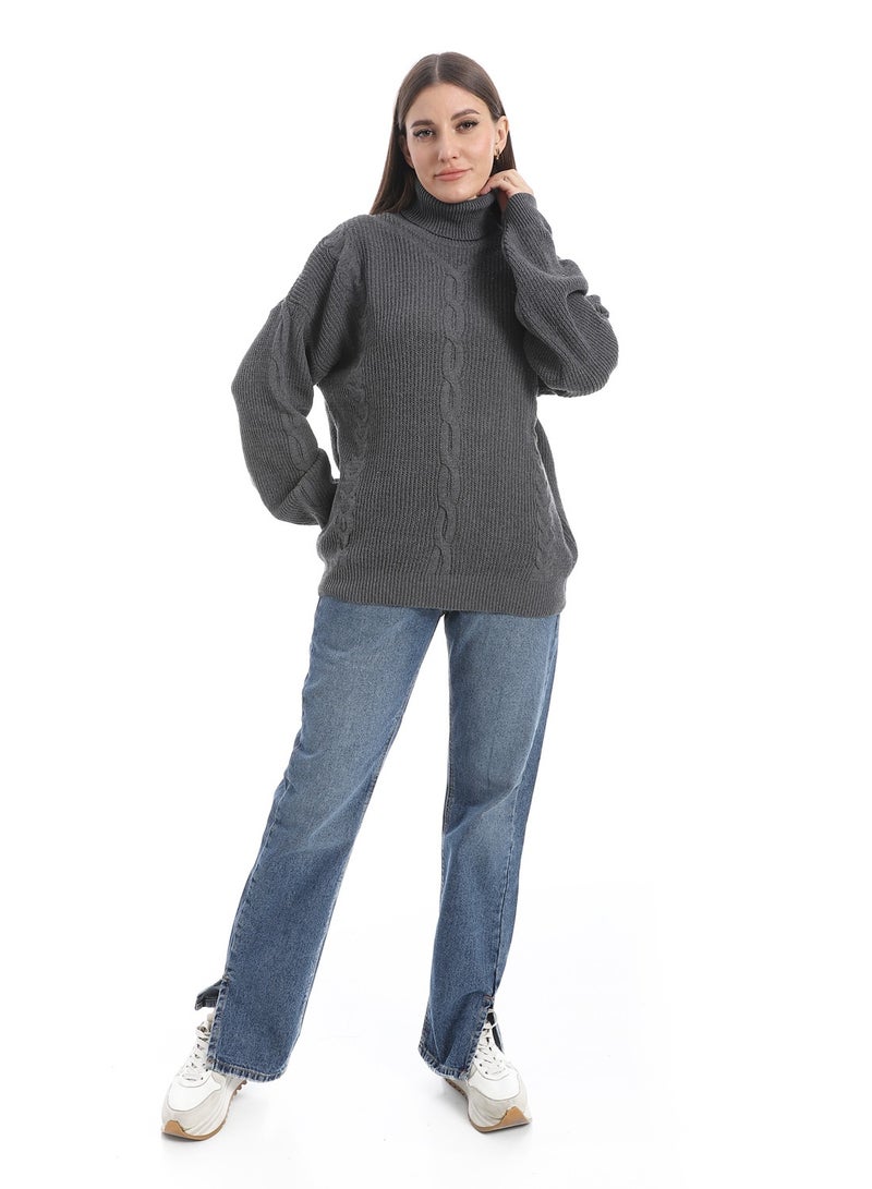 سيزار بلوفر صوف حريمي سادة برقبة عالية وتصميمات متعددة - Image 1