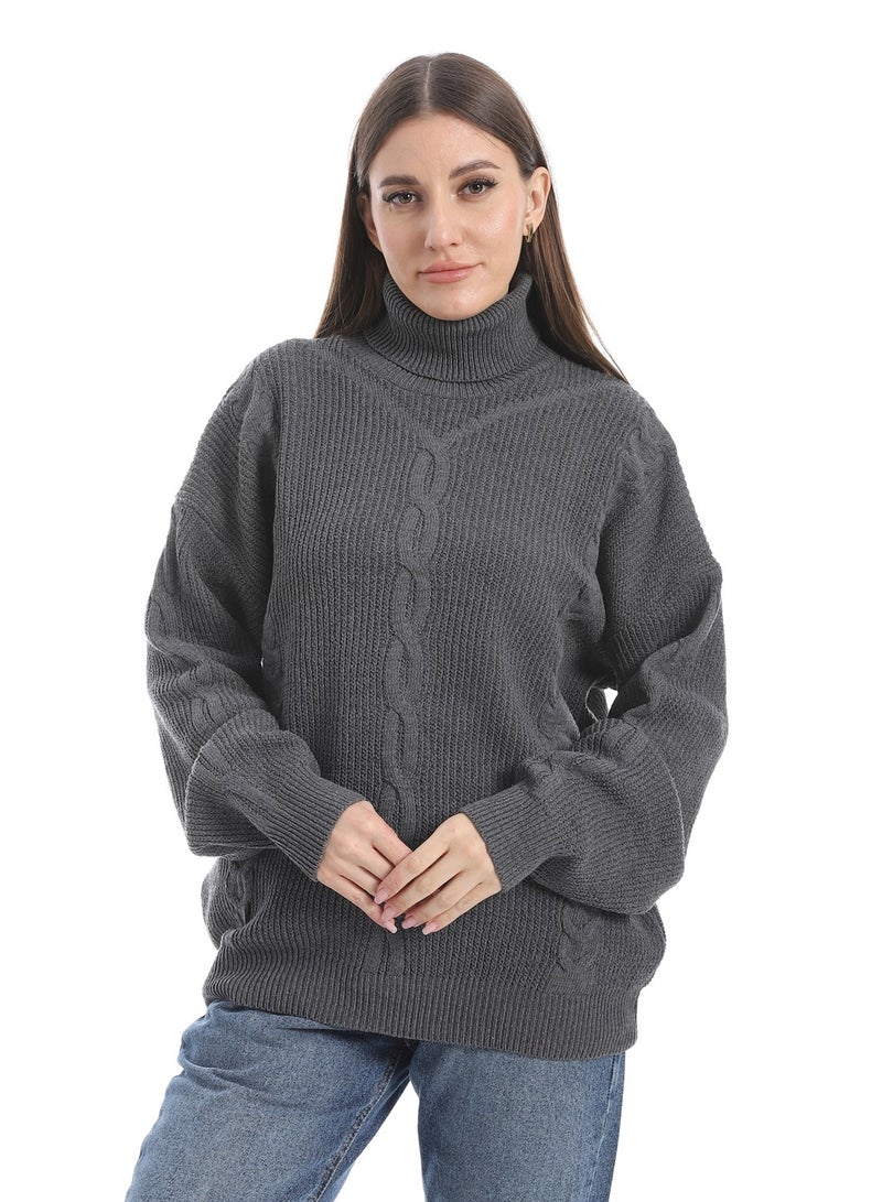 سيزار بلوفر صوف حريمي سادة برقبة عالية وتصميمات متعددة - Image 2