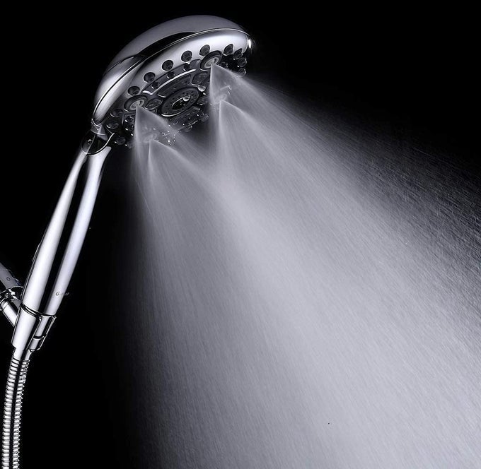 ABS MULTI FUNCTION 6 MODE BATHROOM HAND SHOWER SETSHOWER HEAD FOR BATHROOM WITH MIST MASSAGE RAIN FUNCTIONS WITH STEEL FLEXIBLE TUBE PIPE 15 METERS HOOK CHROME POLISHED FINISH