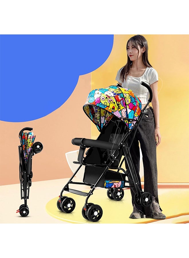 بيوينتي ممتعة وملونة عربة الطفل المحمولة ، مع UPF 50 + Canopy ، كرسي قابل للطي في يد واحدة ، عربة الراحة للأطفال الرضع 0-36 شهرًا ، خفيفة الوزن مع مظلة للسفر - Image 1