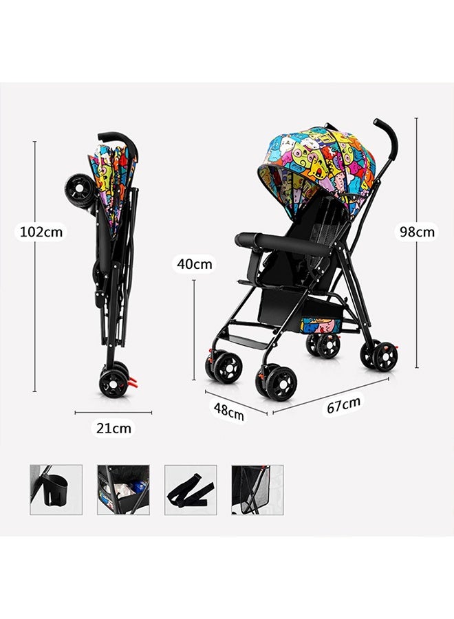 بيوينتي ممتعة وملونة عربة الطفل المحمولة ، مع UPF 50 + Canopy ، كرسي قابل للطي في يد واحدة ، عربة الراحة للأطفال الرضع 0-36 شهرًا ، خفيفة الوزن مع مظلة للسفر - Image 2