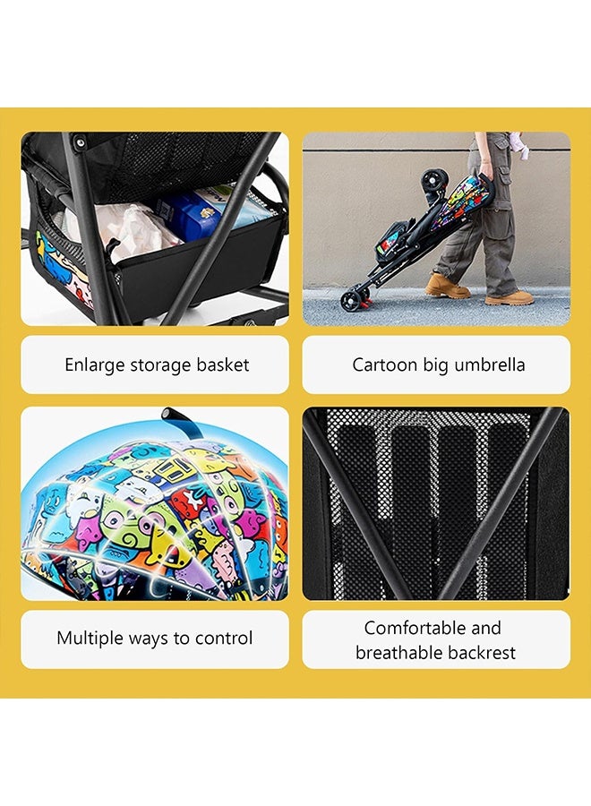 بيوينتي ممتعة وملونة عربة الطفل المحمولة ، مع UPF 50 + Canopy ، كرسي قابل للطي في يد واحدة ، عربة الراحة للأطفال الرضع 0-36 شهرًا ، خفيفة الوزن مع مظلة للسفر - Image 5