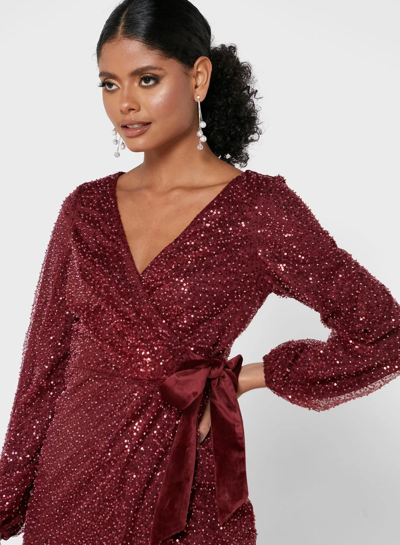 Chi-Chi London Sequin Wrap Dress