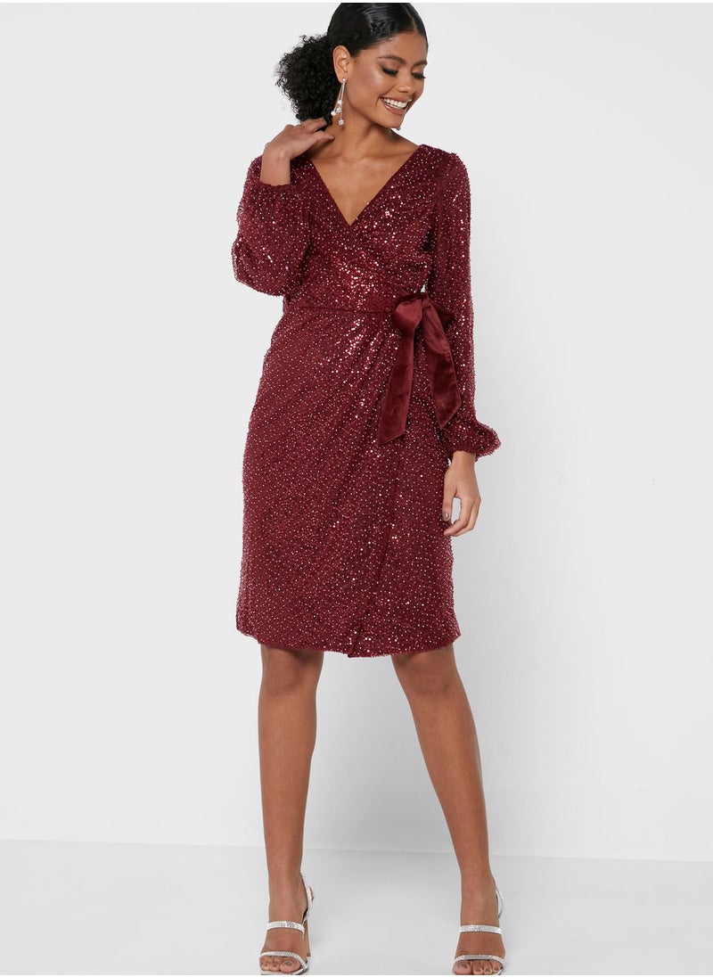 Chi-Chi London - Sequin Wrap Dress - Image 1