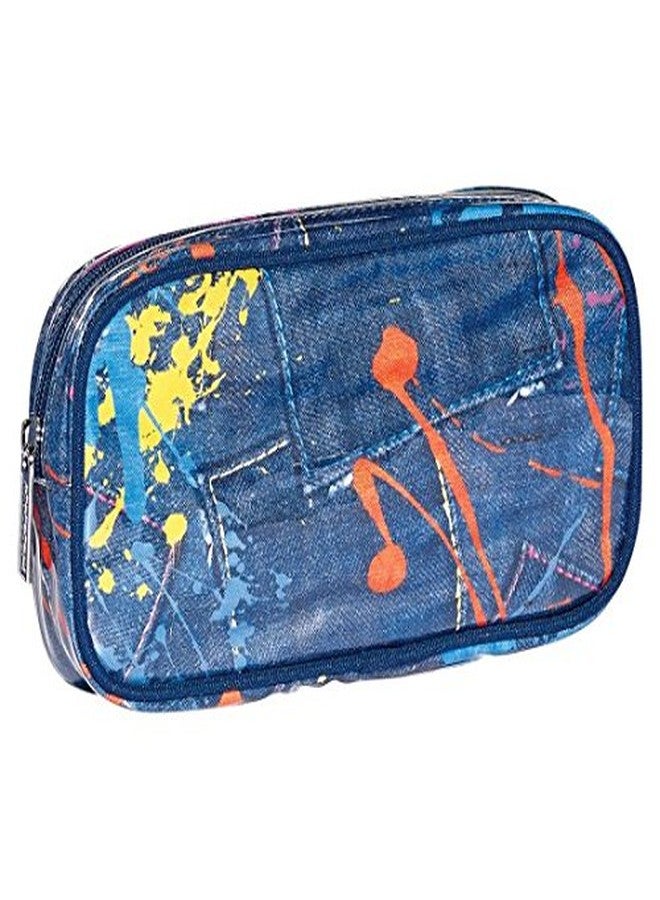 iscream 'Color War' 8.5" x 4.5" Bold Print Zippered Cosmetic Bag - Image 1