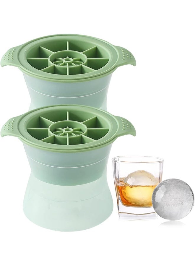 IBAMA Set of 2 Sphere Ice Cube Molds, Leak Free Silicone Ice Molds, Slow Melting DIY Ice Ball for Cocktail Whiskey Drink Spirits, Cocktail Novelty Drink Molds Green - Image 1