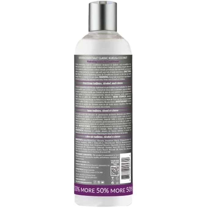 Design Essentials KUKUI AND COCONUT HYDRATING LEAVE-IN CONDITIONER SULFATE FREE 340 G / 12 OZ - Image 2