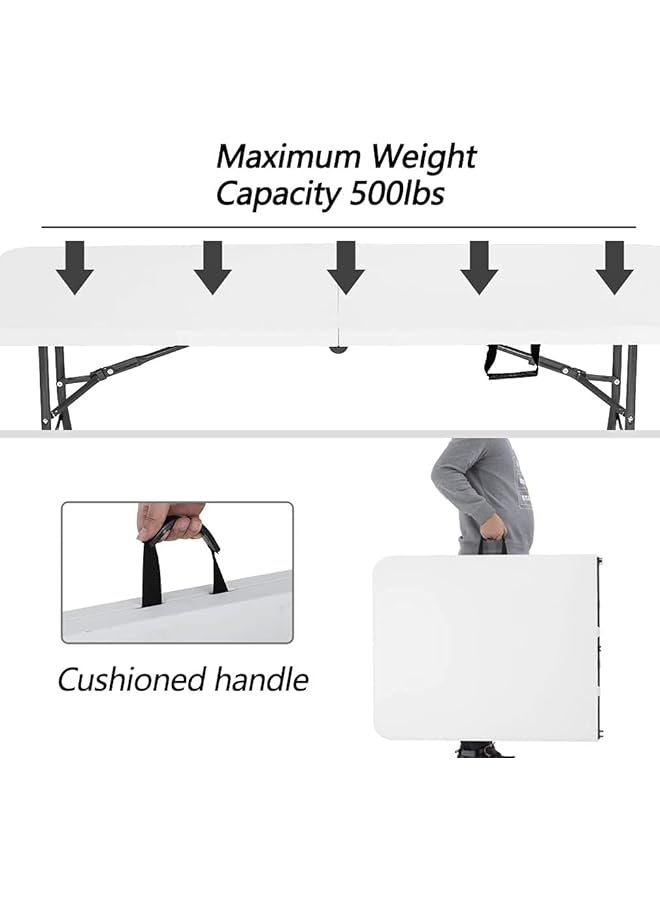FDW Folding Half Portable Foldable Table for Parties Backyard Events (White 6 FT 70 * 29) (White 6 FT) - Image 4