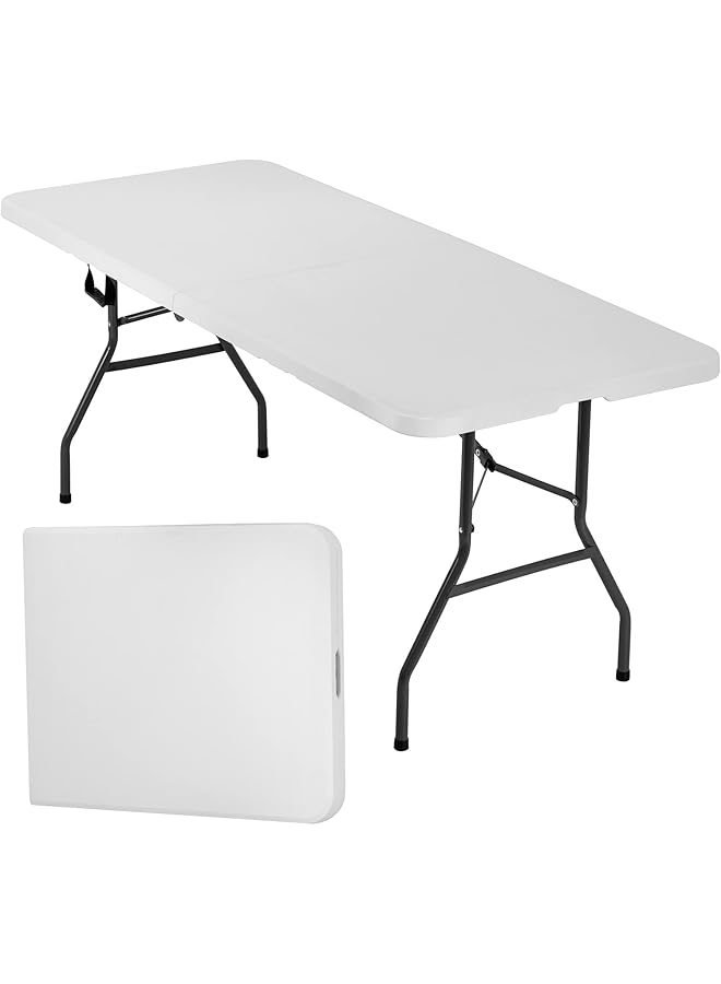 FDW Folding Half Portable Foldable Table for Parties Backyard Events (White 6 FT 70 * 29) (White 6 FT) - Image 1