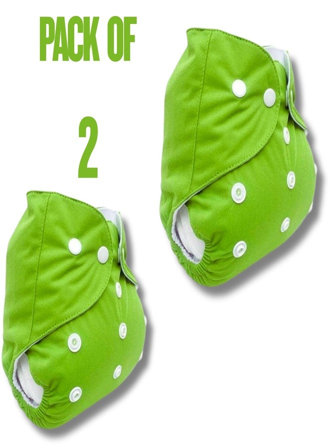 RENIAL Reusable Cloth Diapers for Babies - Pack of 2 | Adjustable Snap Closure | Eco-Friendly & Washable | Soft Inner Lining | Green - Image 2