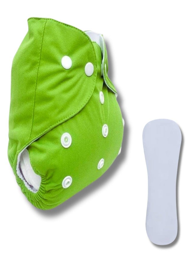 RENIAL Reusable Cloth Diapers for Babies - Pack of 2 | Adjustable Snap Closure | Eco-Friendly & Washable | Soft Inner Lining | Green - Image 3