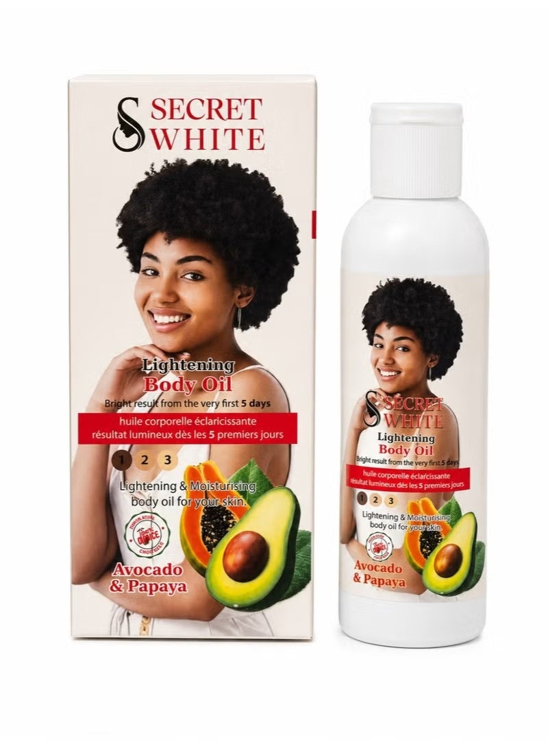 Secret White Lightening Body Oil with Avocado & Papaya, 250ml - Image 2