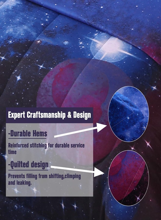 Keyroal 6Pcs Galaxy Comforter Set with Sheets for Kids Boys Girls Teens, Outer Space Themed Bed in a Bag Twin Size, Dark Blue 3D Printed Bedroom Decor Bedding Set - Image 5