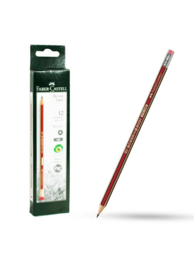 FABER-CASTELL FC Blacklead Pencil 2001-HB w/Rub bx/12 