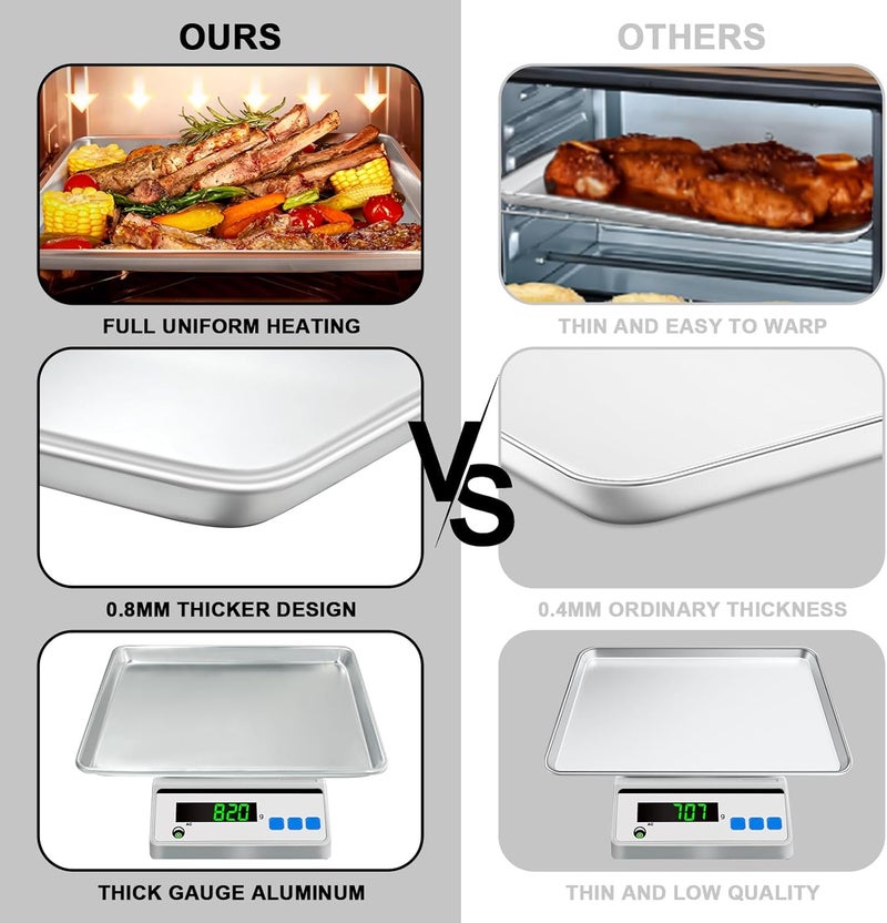 EWFEN Half Sheet Pans with Rack Set, 18 Inch Commercial Quality Baking Sheet Pan Set, Natural Aluminum Cookie Sheet, Warp Resistant Nonstick Thick Cookie Tray Pans for Baking, Roasting - Image 3