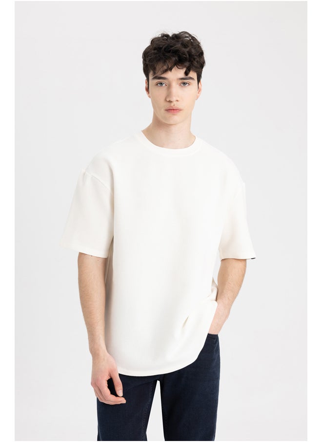 DeFacto - Man Comfort Fit Crew Neck Short Sleeve Knitted T-Shirt - Image 1