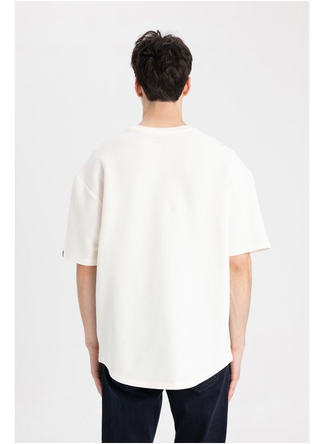 DeFacto - Man Comfort Fit Crew Neck Short Sleeve Knitted T-Shirt - Image 1