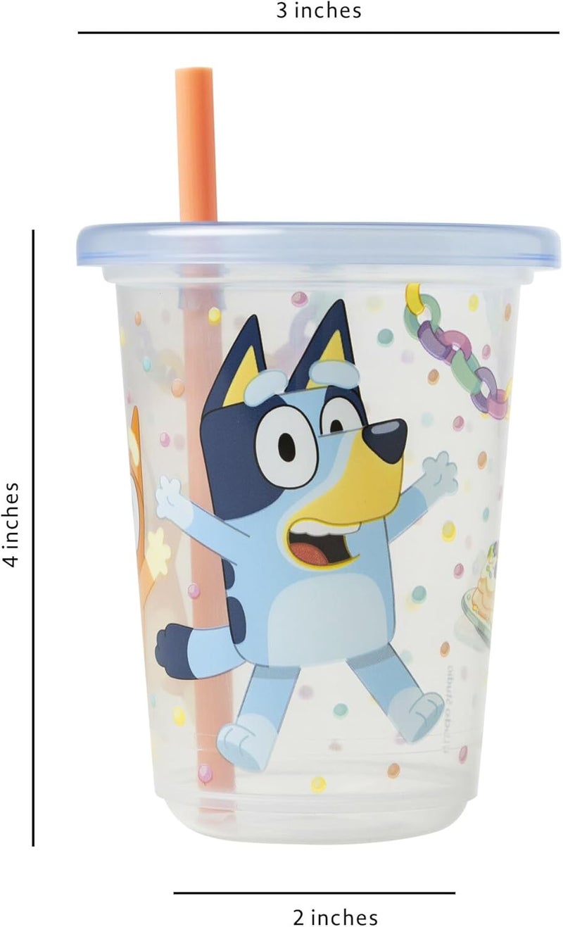 The First Years Bluey Take & Toss Toddler Straw Cups - Spill Proof Toddler Sippy Cups with Snap On Lids and Straws - Bluey Gifts and Bluey Party Supplies - 10 Oz - 10 Count - Image 4