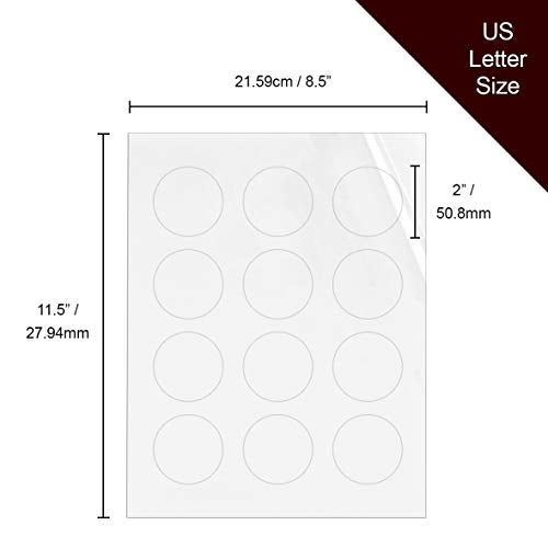 Craftiff Round Labels Stickers 2 inches Transparent Printable Vinyl for Laser Printer Clear Sticker Paper Waterproof - Image 2