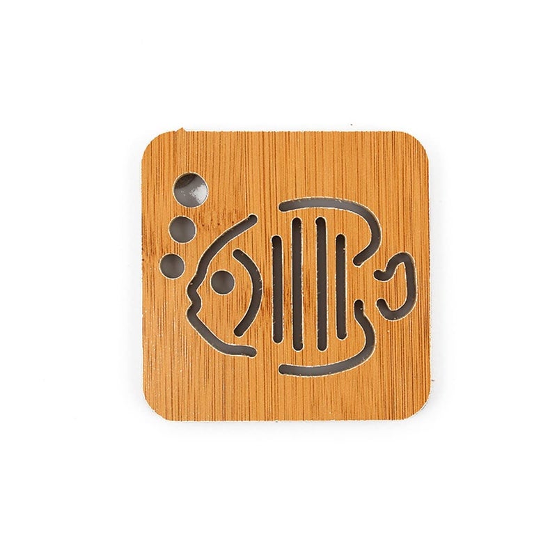 Leeonz Coasters for Drinks-Hot & Cold,Decorative Coasters for Glass, Cups, vases, Candles on Their Dining Table Made of Wood,Random Pattern (Wood, Set of 6) - Image 4