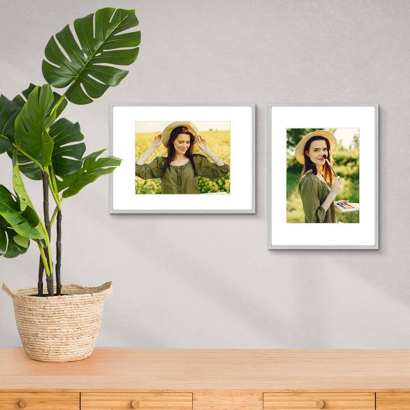 Golden State Art 12x16 Picture Frame 3 Pack - Aluminum Frames with 8.5x11 Removable Mats & Real Glass, Display 12x16 Posters or 8.5x11 Photos - Silver Gallery Wall Frames for Home Office Decor - Image 3