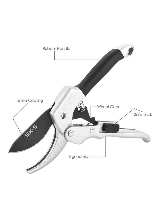 Hand Pruning Shears Branch Trimmer Tree Limb Cutter Silver/Black