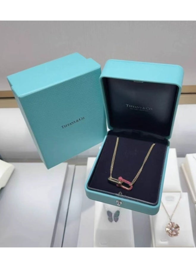 Tiffany & Co. Tiffany Hardwear 18k Gold Large Double Chain Link Ruby Women's Necklace - Image 4