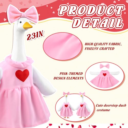 Teeanzo Valentine's Day Goose Outfit with Balloon for 23" Porch Goose Holiday Pink Red Heart Cloths Costume Valentines Party Outdoor Garden Patio Yard Lawn Art Decoration - Image 3