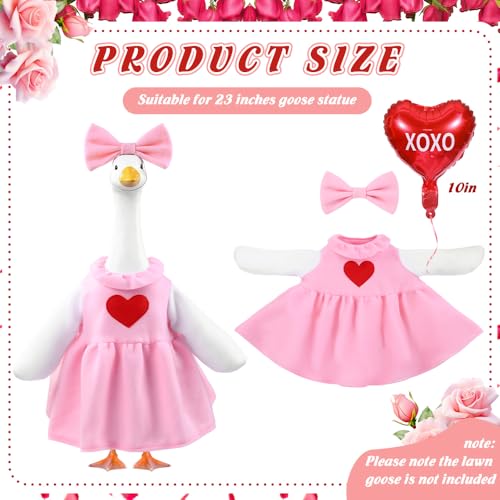 Teeanzo Valentine's Day Goose Outfit with Balloon for 23" Porch Goose Holiday Pink Red Heart Cloths Costume Valentines Party Outdoor Garden Patio Yard Lawn Art Decoration - Image 2
