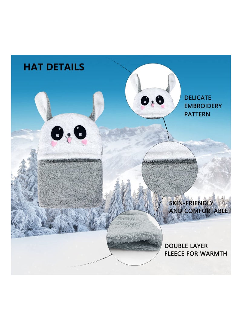 SYOSI Kids Winter Hat, 2 in 1 Kids Winter Warm Scarf Hat Cute Plush Rabbit Cap Kids Balaclava Soft Breathable for Boys and Girls Outdoor Leisure and Warm(4-7 years)  - Image 3