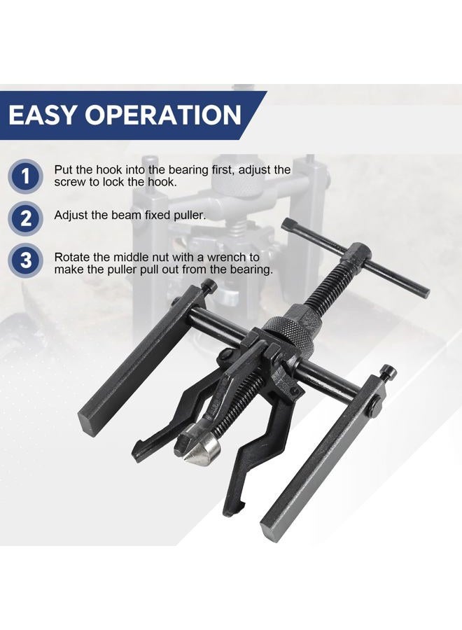 DASBET 3 Jaw Pilot Bearing Puller, Heavy Duty Pullers Set Bushing Gear Extractor Wheel Bearing Puller Automotive Machine Tool Kit for Car SUV - Image 5