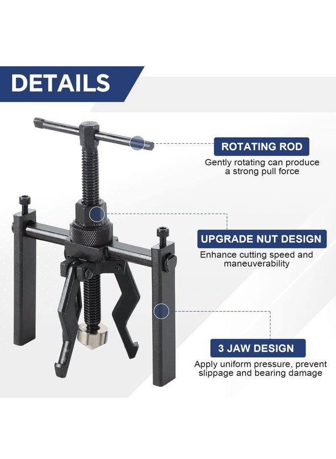 DASBET 3 Jaw Pilot Bearing Puller, Heavy Duty Pullers Set Bushing Gear Extractor Wheel Bearing Puller Automotive Machine Tool Kit for Car SUV - Image 3