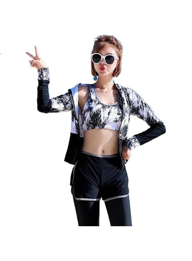 Skin-friendly Yifu Women'S Two-Piece Diving Suit, Korean Sun Protection Jellyfish Snorkeling Suit, Long-Sleeve Sports Set, Swimwear, Student Hot Spring Surfing Suit - Image 1