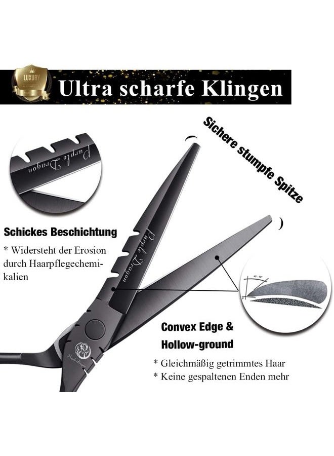 Purple Dragon Professional Japan 440C Hair Salon Cutting Shear and Barber Thinning Scissor Hairdressing Shear Set with Bag - Image 2