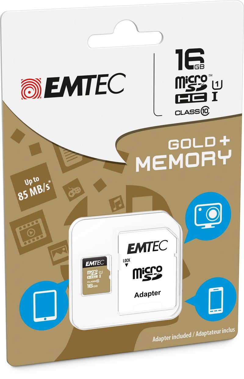 Emtec MicroSDHC UHSI U1 Elite Gold (16GB 1PK) - Image 2